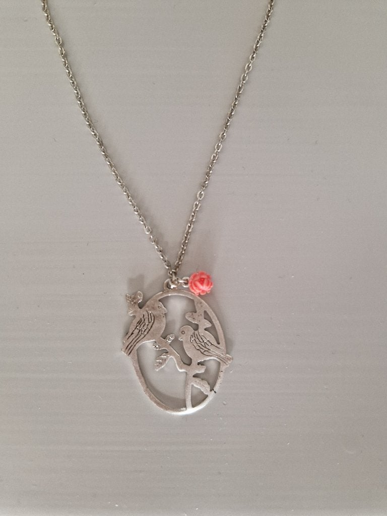 Prachtige ketting met vogeltjes en roosje van Pilgrim, Verzenden, Nieuw, Zilver, Overige materialen