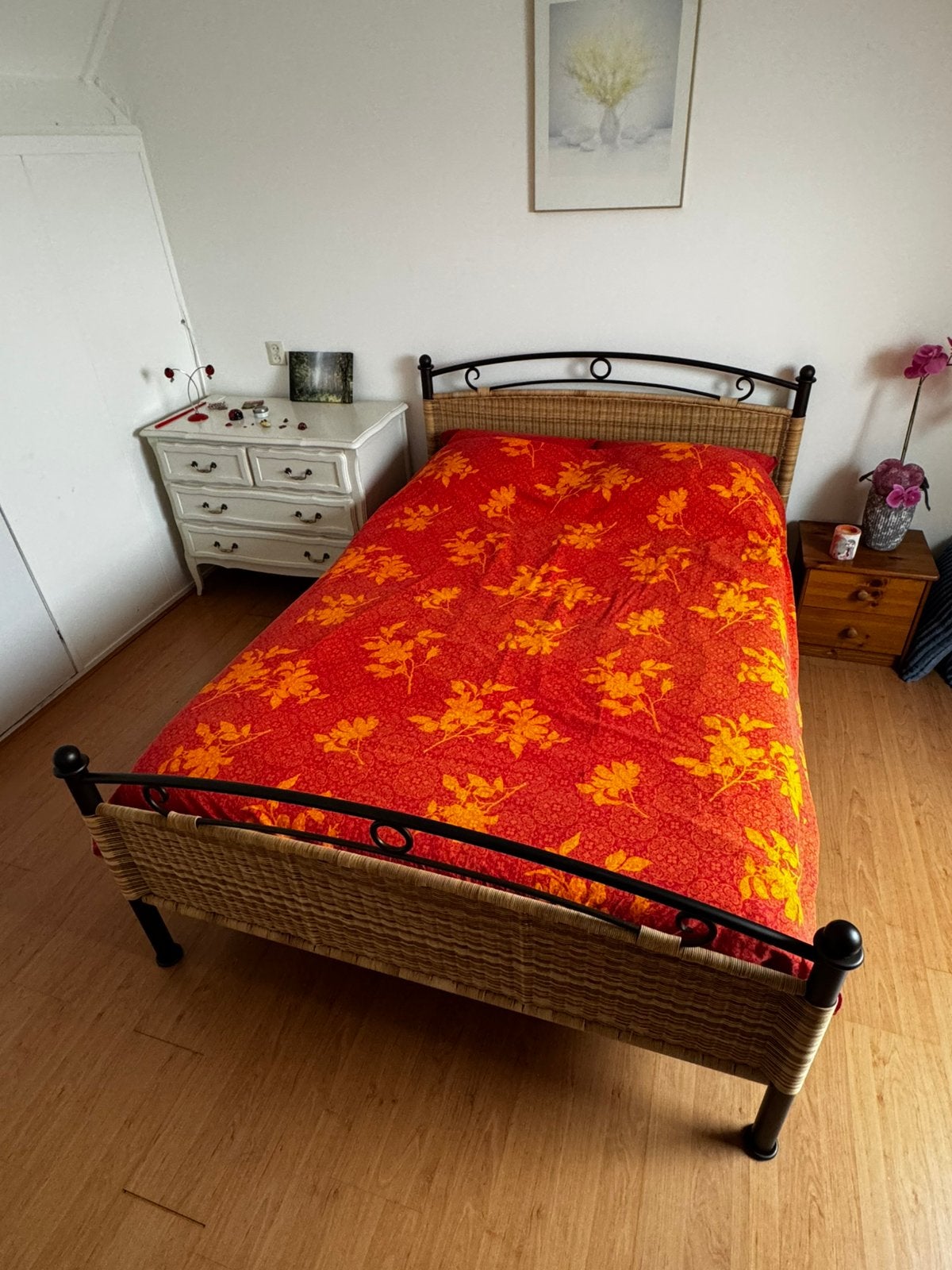 Tweepersoonsbed 200x140 inclusief lattenbodem en matrassen, Ophalen, Tweepersoons, Zo goed als nieuw, Metaal