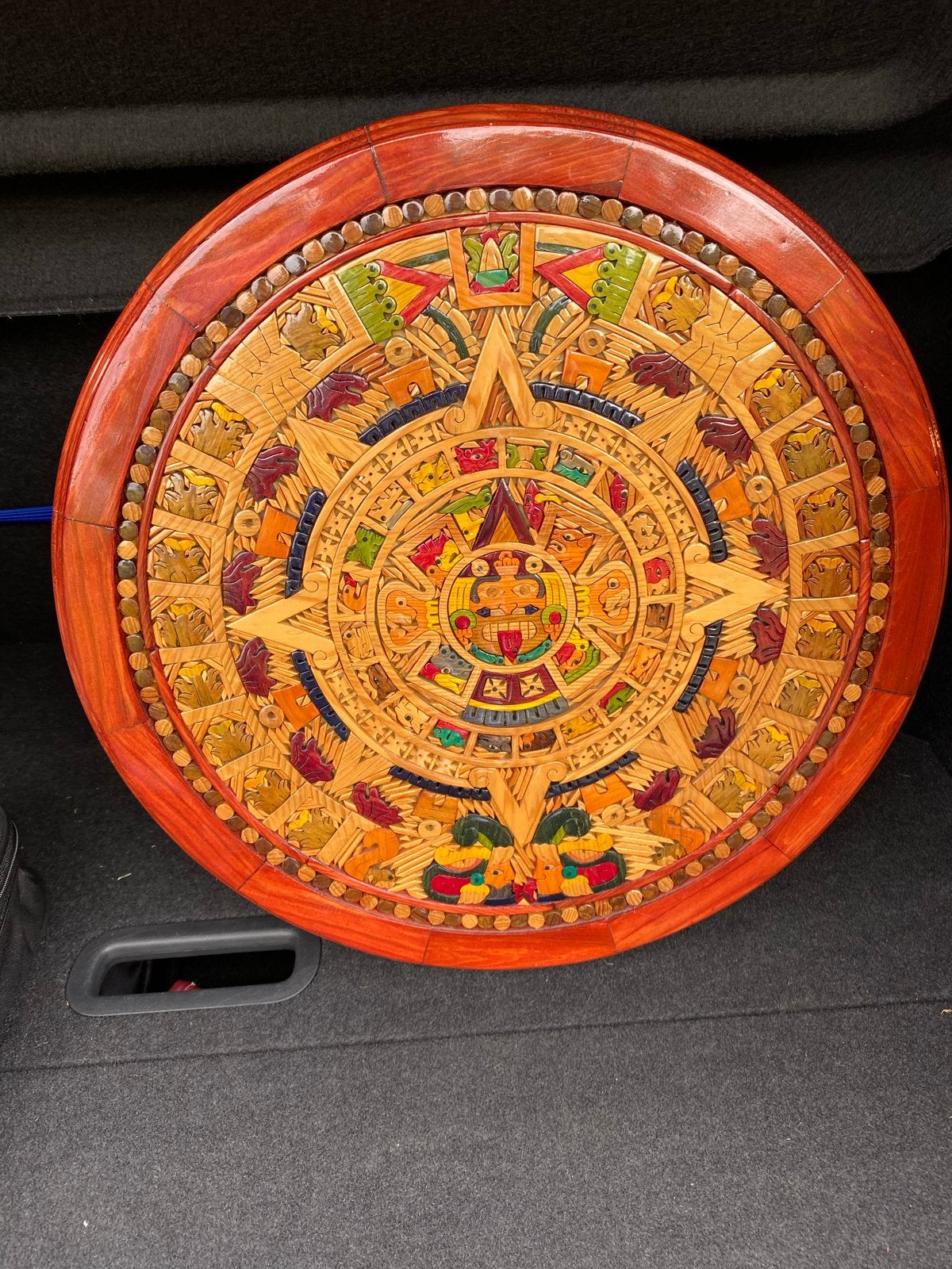 Azteekse Kalender Wanddecoratie - Houtsnijwerk, Antiek en Kunst, Hout, Wanddecoratie, Mexico, Ophalen of Verzenden