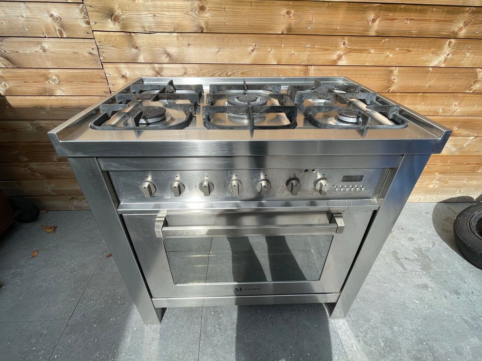 M-System gasfornuis met oven - RVS, Gebruikt, 60 cm of meer, Ophalen of Verzenden, Gas