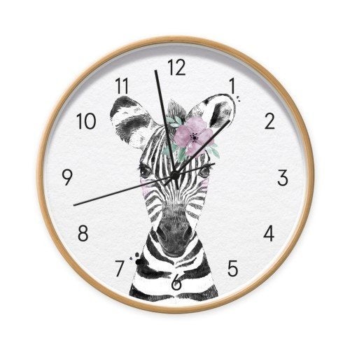 Kinderklok Wandklok Klok Zebra met Bloem Dutch Sprinkles, Wandklok, Info@dutchsprinkles.nl, Hendoweg 20-A-010 9101 PC, Dokkum