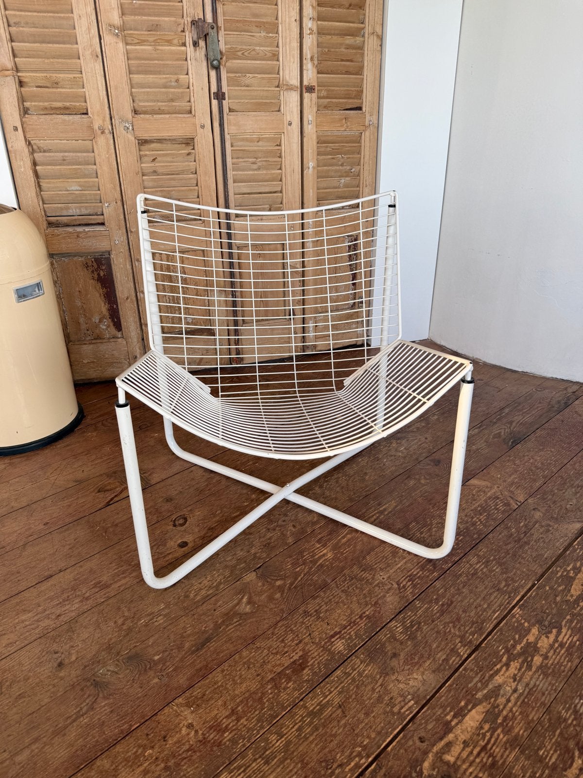 Vintage Wit Metalen Draadstoel - Uniek Design, Ophalen, Gebruikt, Wit, Metaal
