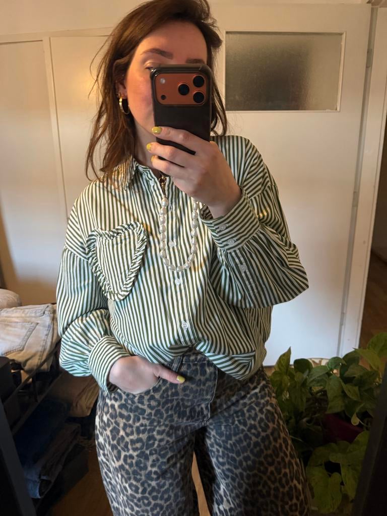 Sissy Boy gestreepte blouse wit/groen maat M, Ophalen of Verzenden, Zo goed als nieuw, Maat 38/40 (M), Wit