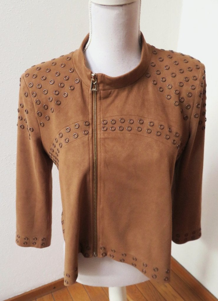 K21 GLAMOROUS apart kort jasje bruin suèdine S 36, Kleding | Dames, Jasjes, Kostuums en Pakken, Bruin, Ophalen of Verzenden, Zo goed als nieuw
