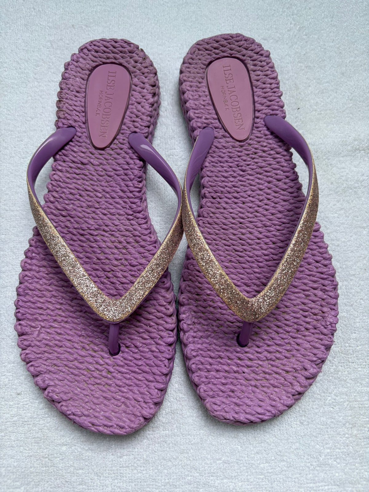 Ilse Jacobsen Slippers - Paars met glitterbandje, Slippers, Overige kleuren, Ophalen of Verzenden, Gedragen