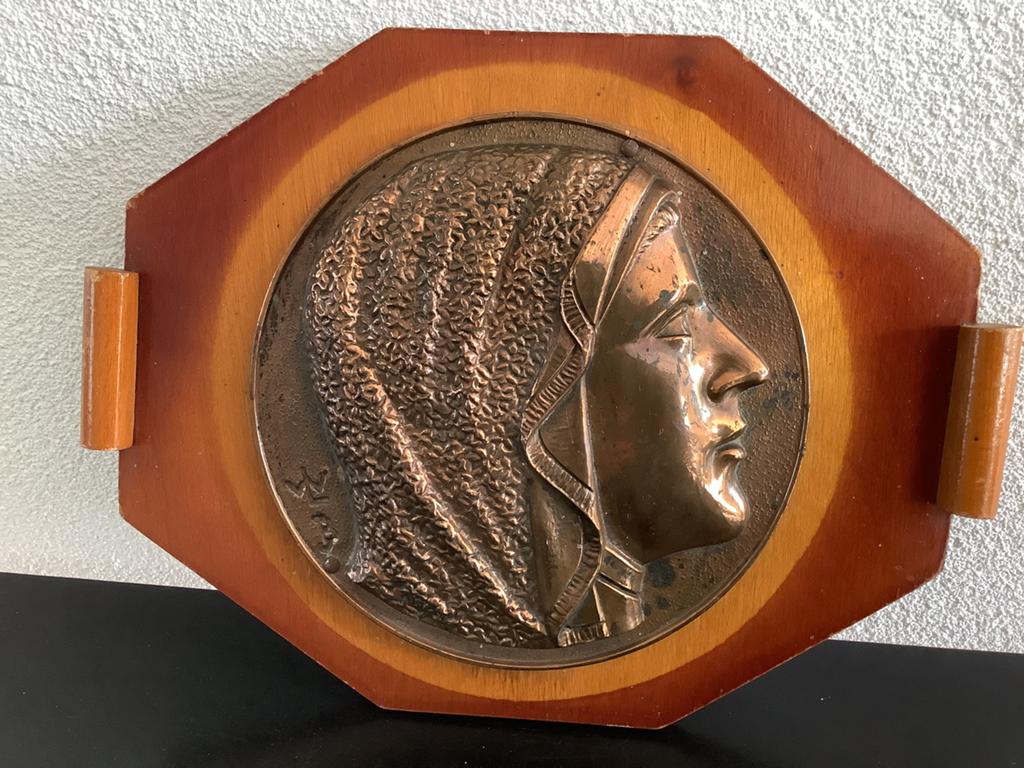 Art Deco koperen plaquette, Antiek en Kunst, Ophalen of Verzenden