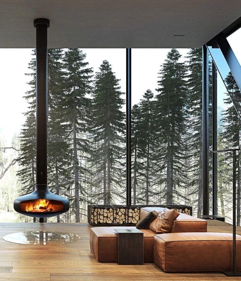 Focus Domofocus Wood Glazed 360 draaibare Hout Hanghaard, Ophalen of Verzenden, Zo goed als nieuw, Hangende haard, Houthaard