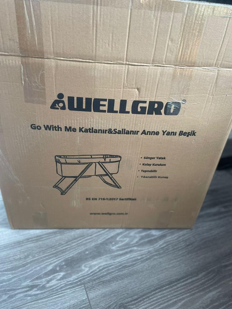 WELLGRO Babywieg 2-in-1 Inklapbaar met Speelboog & Klamboe, Kinderen en Baby's, Babywiegjes en Ledikanten, Ophalen, Nieuw, Wieg