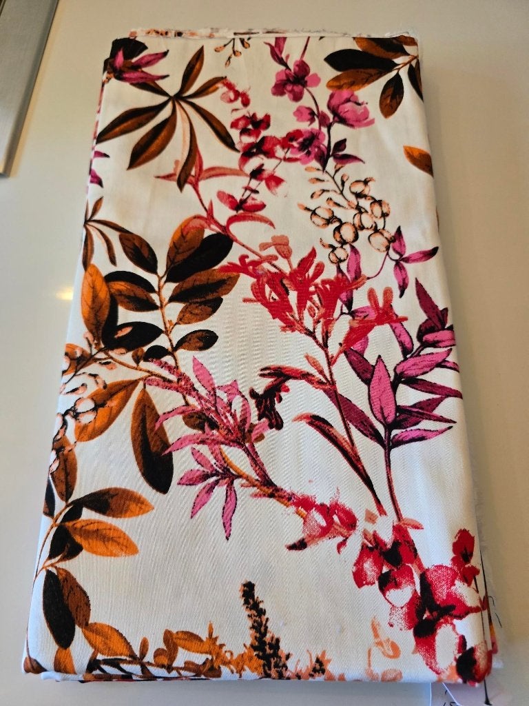 bengaline ecru flowers (109), Overige materialen, 120 cm of meer, Wit, Nieuw