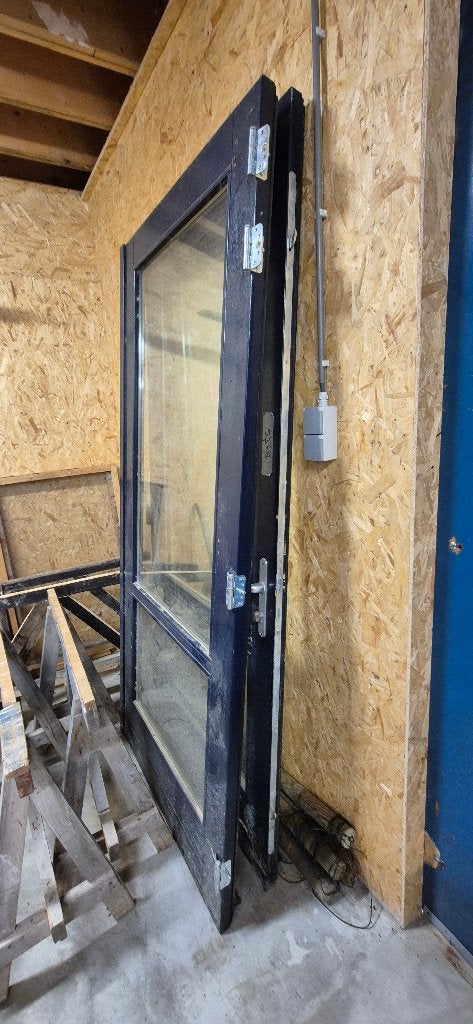 hardhouten toegangsdeuren met dubbel glas en sluitwerk, Doe-het-zelf en Verbouw, Deuren en Horren, Gebruikt, 215 cm of meer, Buitendeur