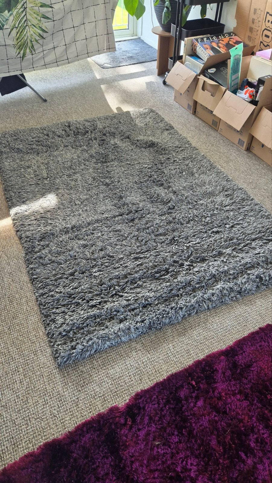 Grijs hoogpolig tapijt 140x200 cm, Ophalen