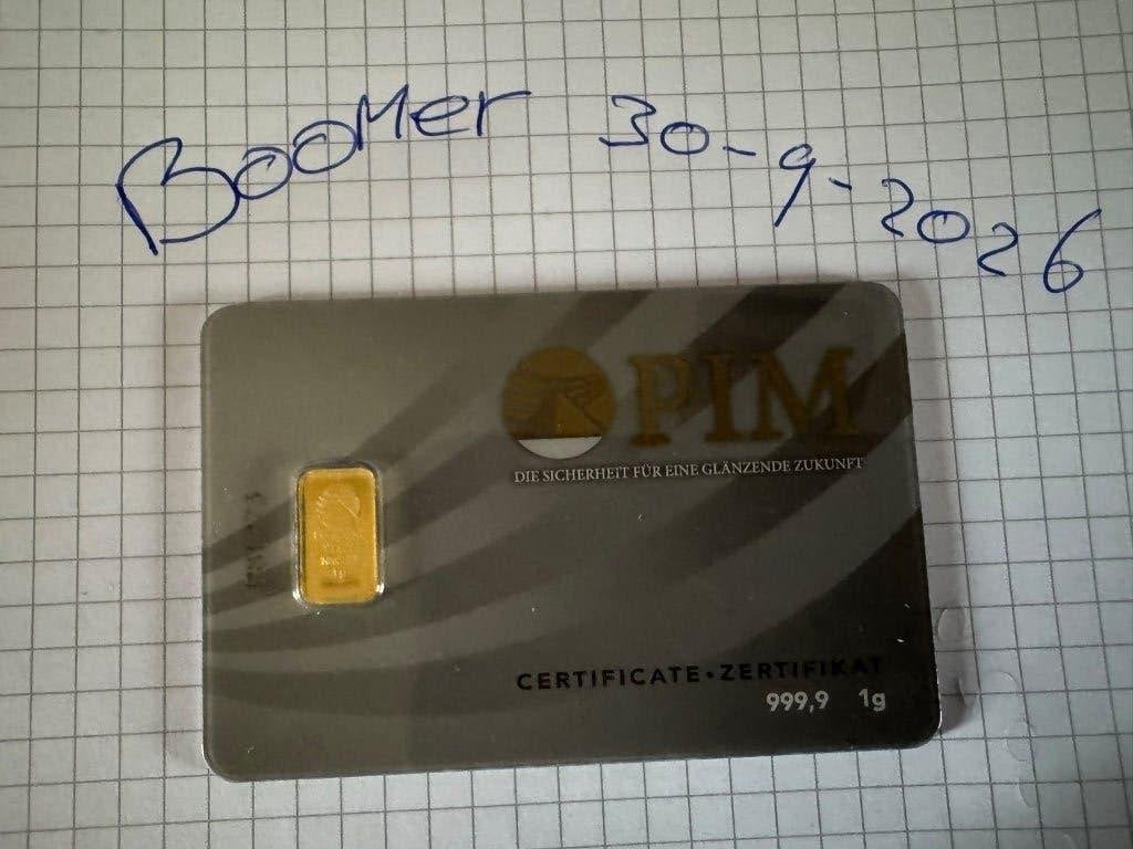 PIM Gold - 999.9 - 1 gram goudbaar - verzegelde verpakking, Ophalen of Verzenden, Goud