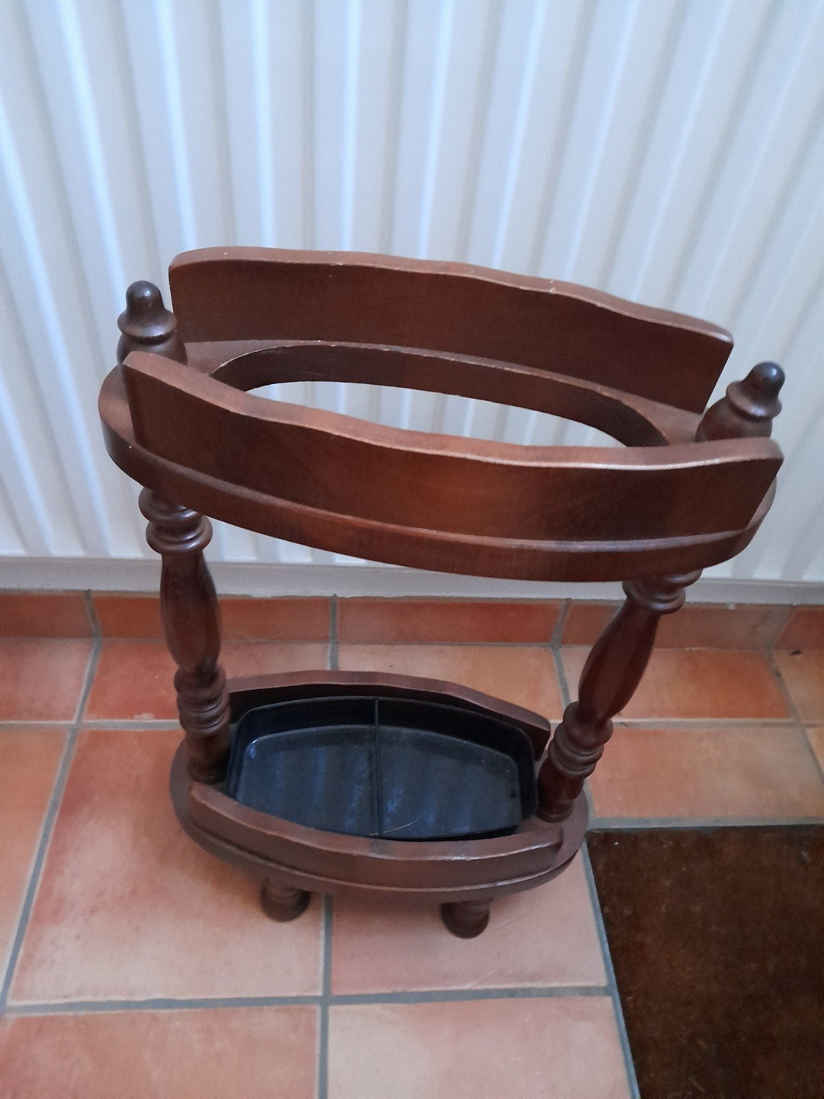 Vintage houten paraplubak met lekbak, Ophalen, Gebruikt, Hout