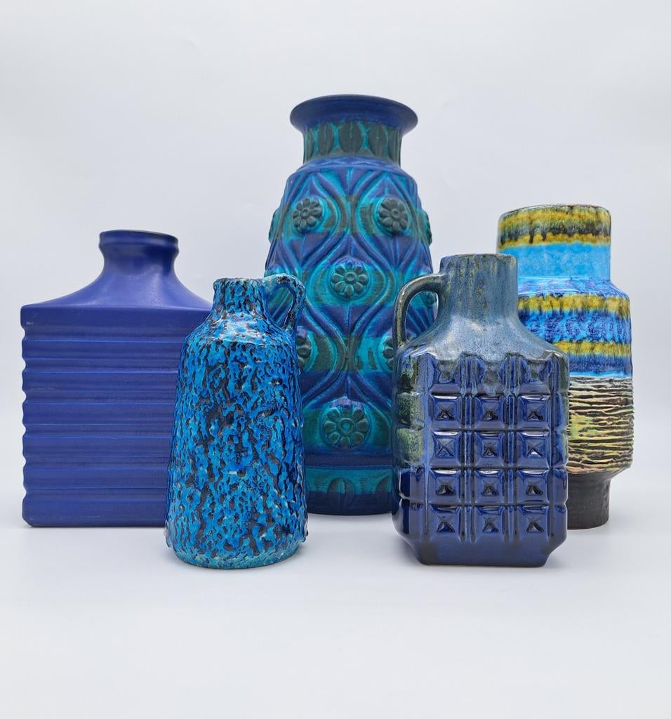 Prachtige verzameling vintage west germany keramiek blauw, Ophalen of Verzenden