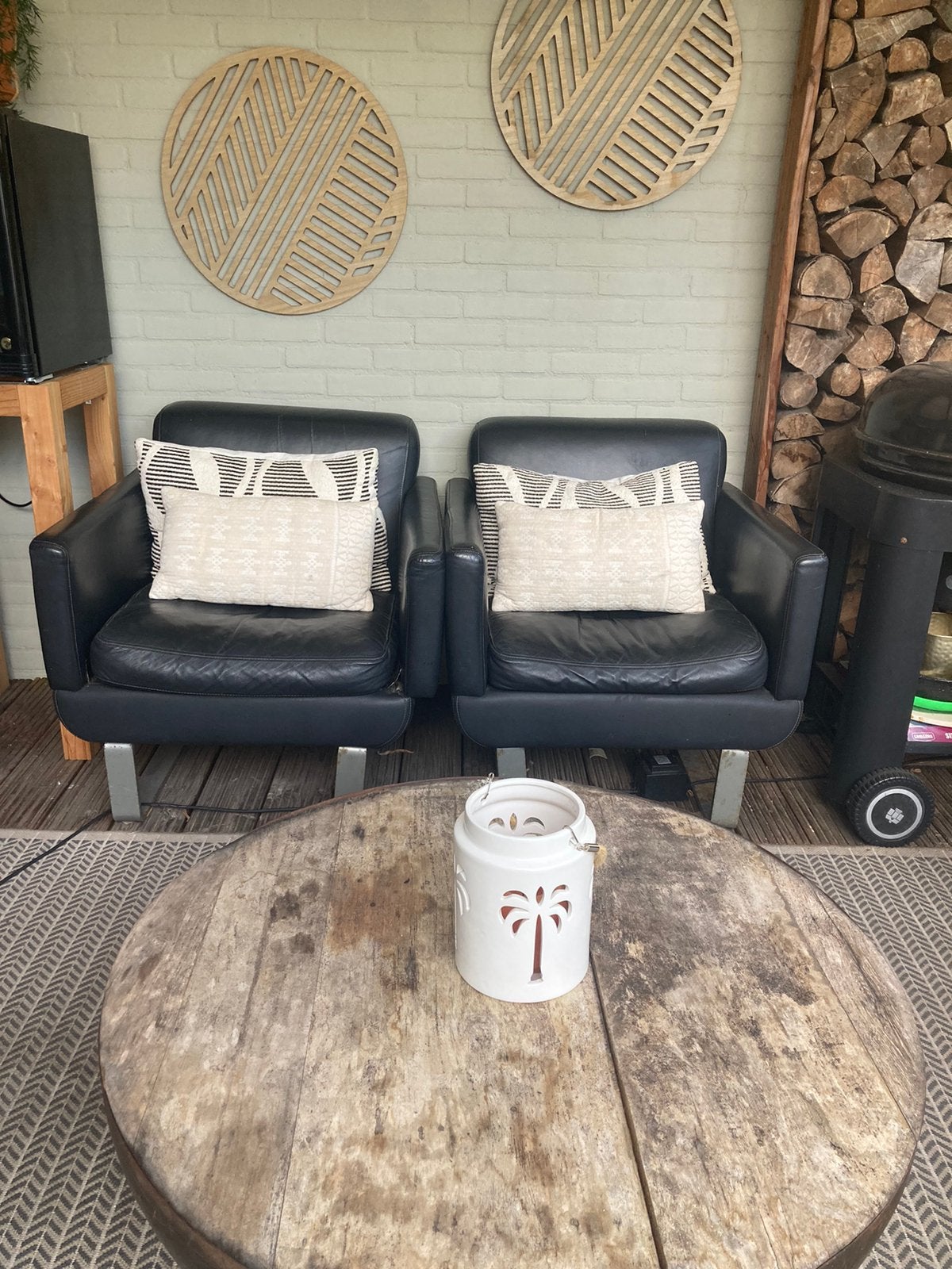 3x Fauteuil stoel zwart leer gratis, Ophalen, Gebruikt, Overige materialen, Stoel