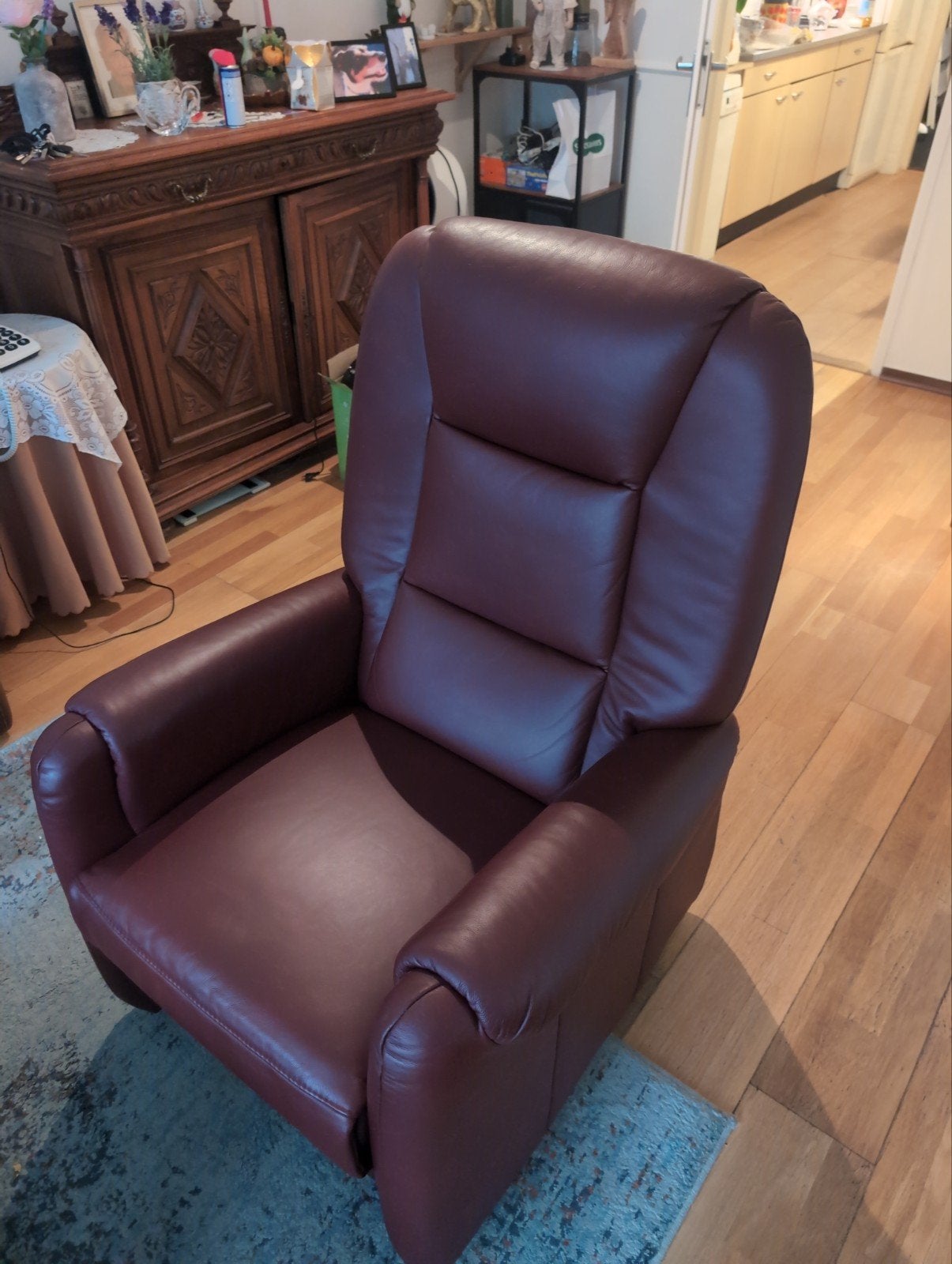 Lederen Relaxfauteuil - Elektrisch Verstelbaar - sta op stoe, Huis en Inrichting, Ophalen, Gebruikt, Overige kleuren, Modern, Comfort