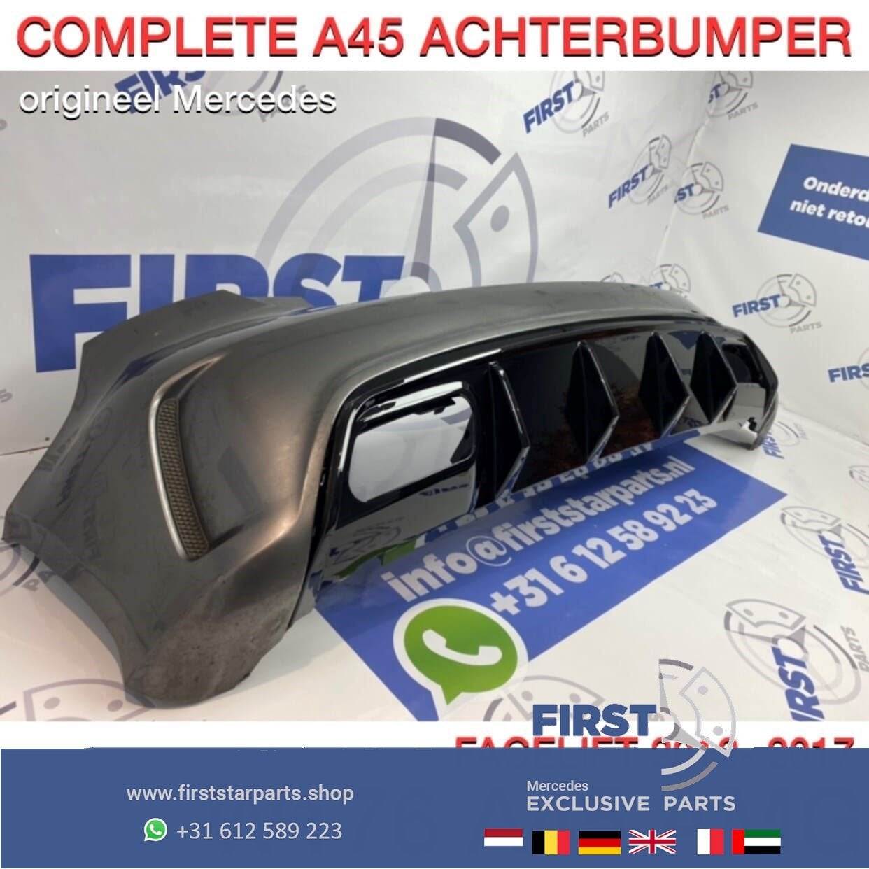 W176 A45 AMG Facelift ACHTERBUMPER + DIFFUSER 787 GRIJS orig, Gebruikt, -, Ophalen of Verzenden, Achter