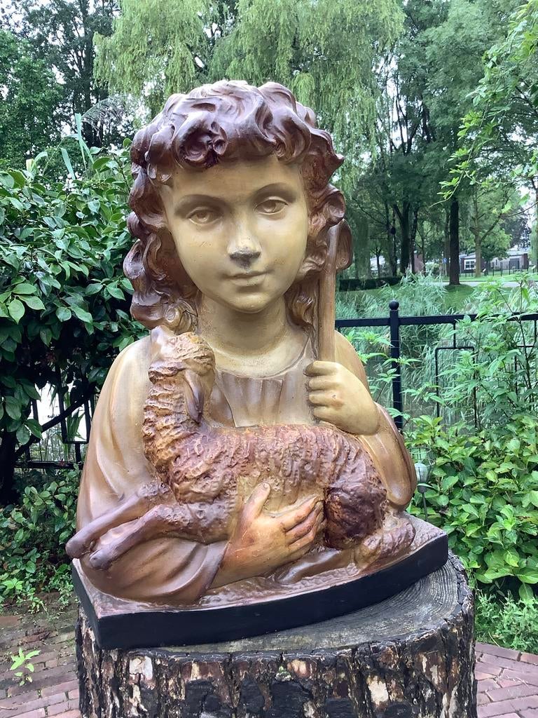 Zeldzaam gipsen kerkbeeld ❤️ Jezus de Goede Herder, Antiek en Kunst, Antiek | Religie, Ophalen of Verzenden