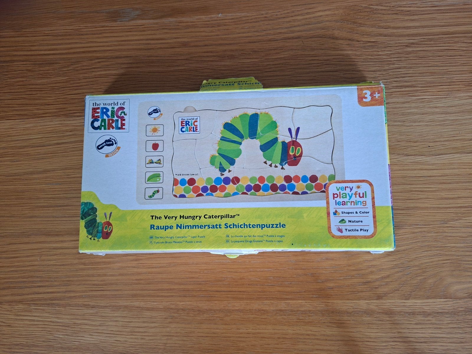 De Rupsje Nooitgenoeg Houten Puzzel - Eric Carle, 2 tot 4 jaar, Ophalen of Verzenden, Zo goed als nieuw, Van hout