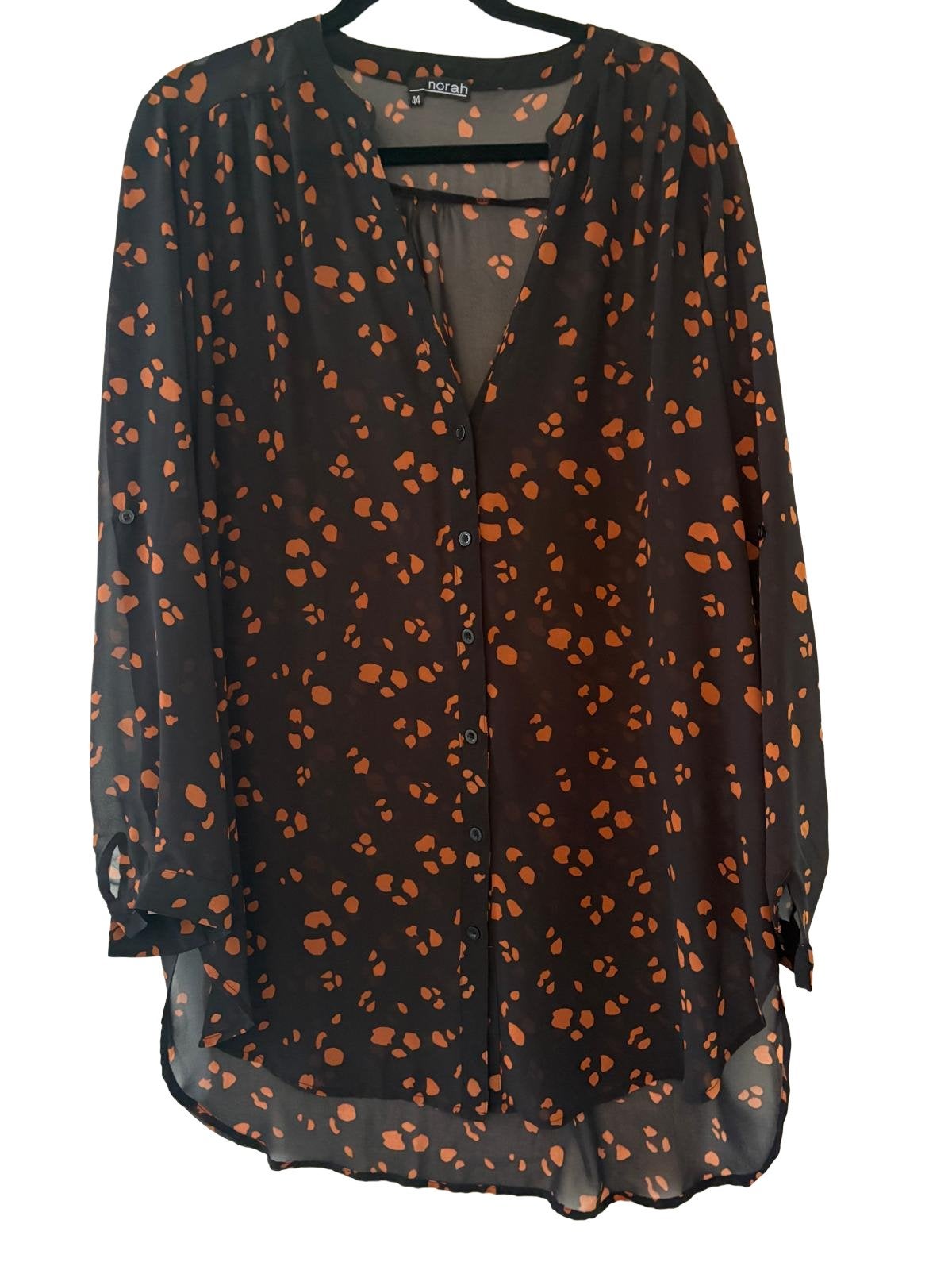 Norah blouse met print - Maat 44, Verzenden, Zo goed als nieuw, Maat 42/44 (L), Zwart