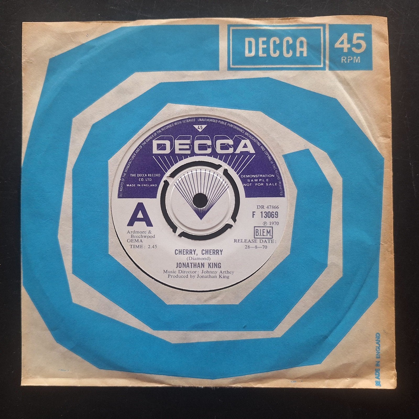 7"/SINGLE  JONATHAN KING - Cherry, Cherry, Cd's en Dvd's, Ophalen of Verzenden, Gebruikt, Pop