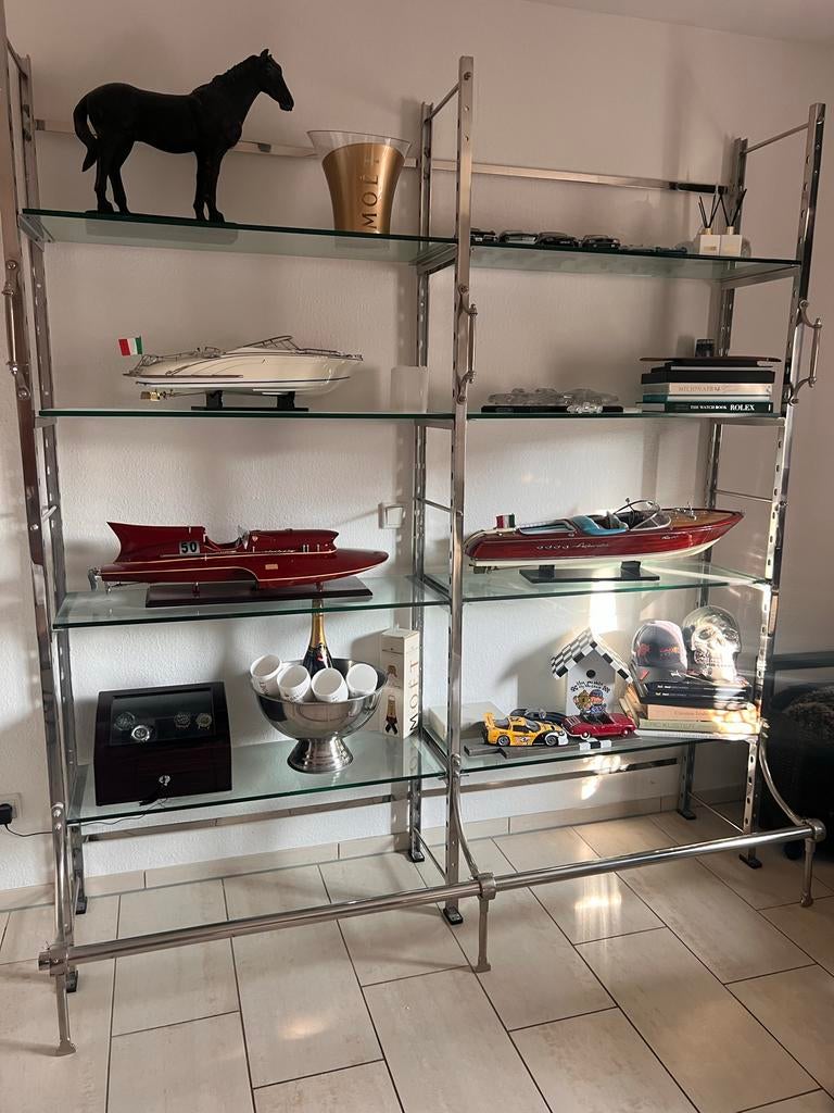 Eichholtz Vitrinekast met 8 Zware Glasplaten, Huis en Inrichting, Kasten | Vitrinekasten, Ophalen, Met plank(en), Gebruikt, 200 cm of meer
