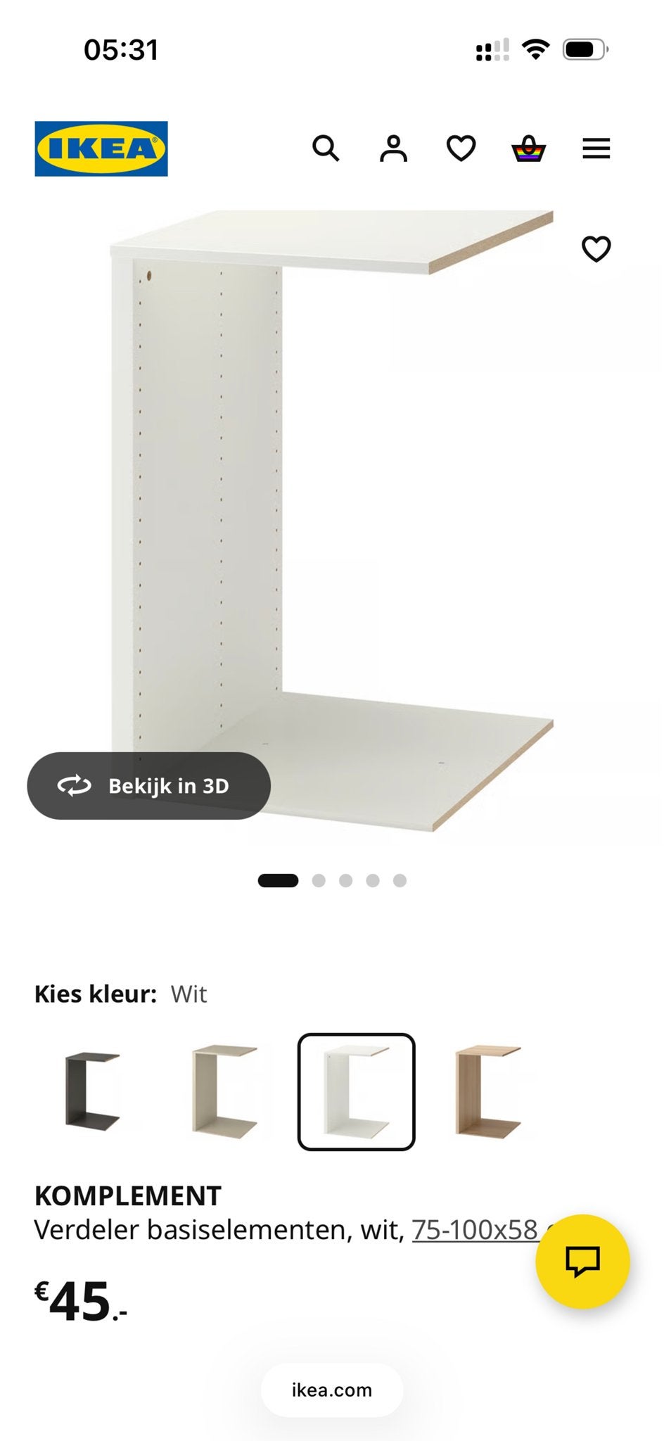 IKEA Komplement kastverdeler + extra legplank (58 cm), Huis en Inrichting, Ophalen, Zo goed als nieuw