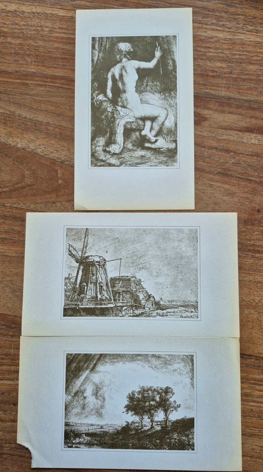 Rembrandt etsen: Vrouw met pijl, De Molen, Drie Bomen, Ophalen of Verzenden, Landschap, Ets, 1600 - 1699