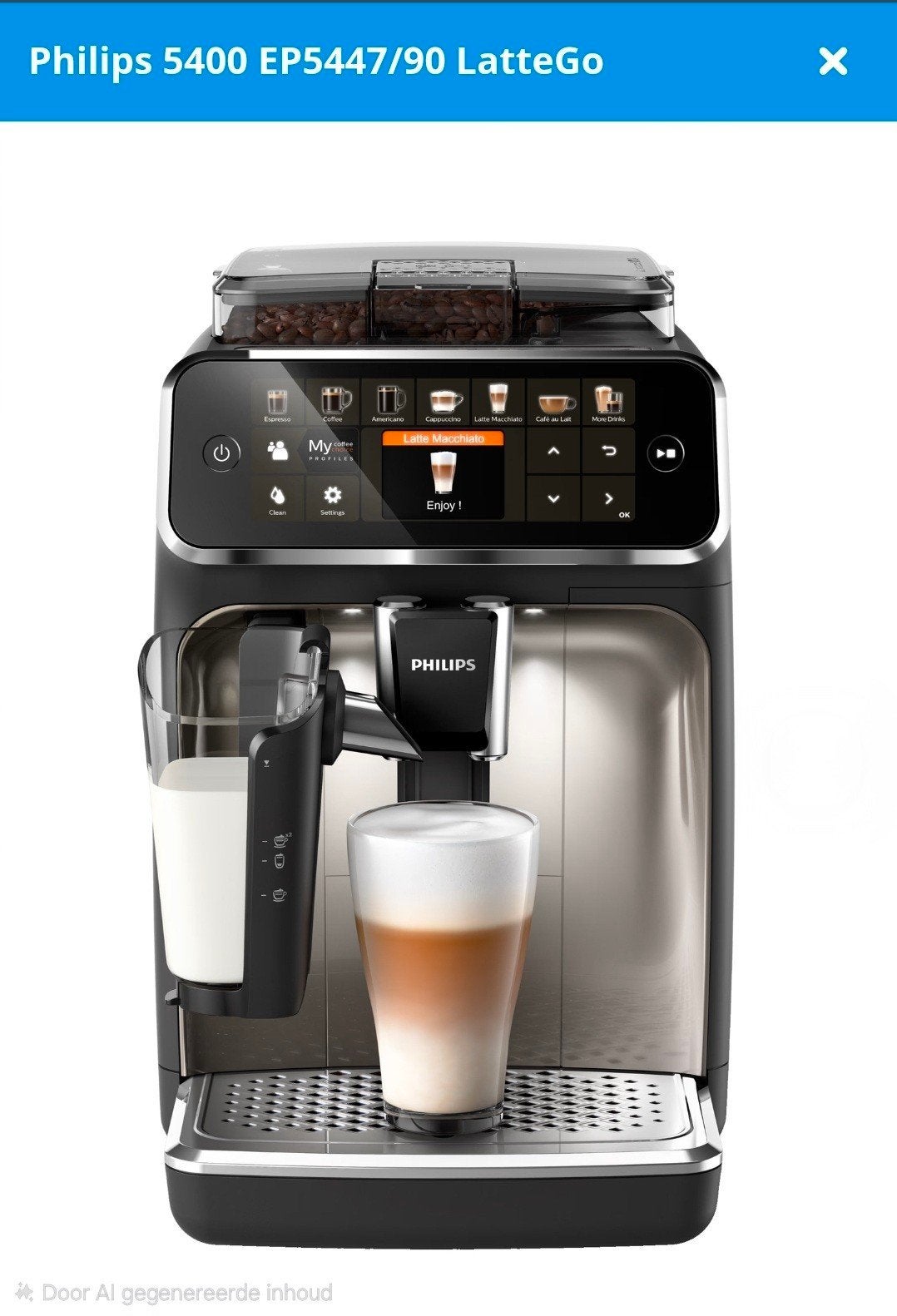 Philips LatteGo 5447, Witgoed en Apparatuur, Ophalen, Koffiemachine, Koffiebonen, Zo goed als nieuw