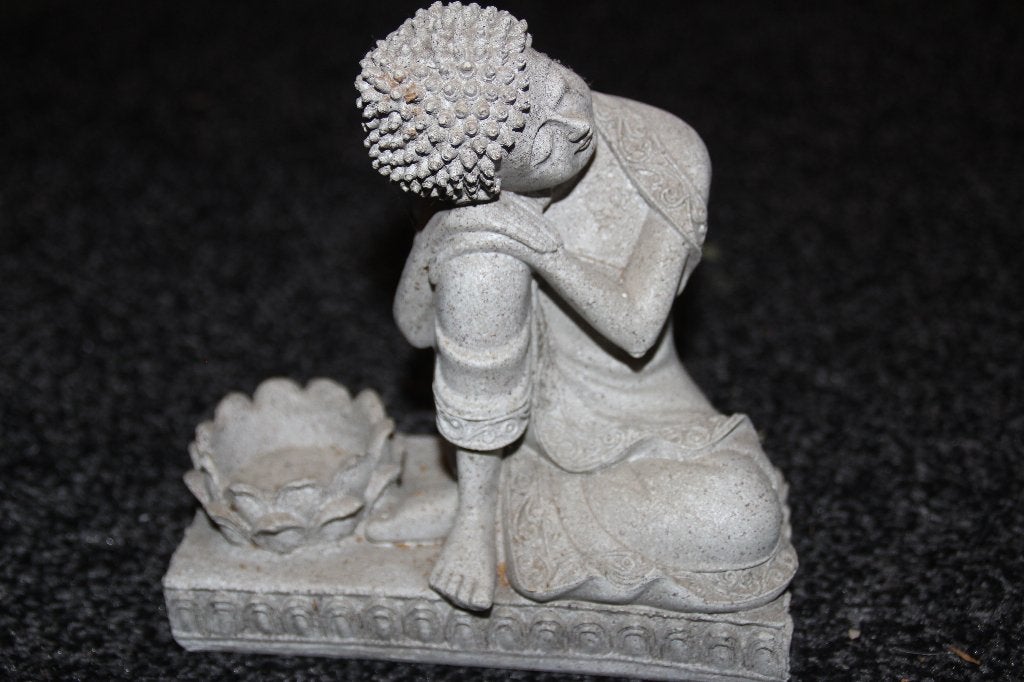 waxinelichthouder slapende buddha 16cm, Ophalen of Verzenden, Gebruikt, Religie