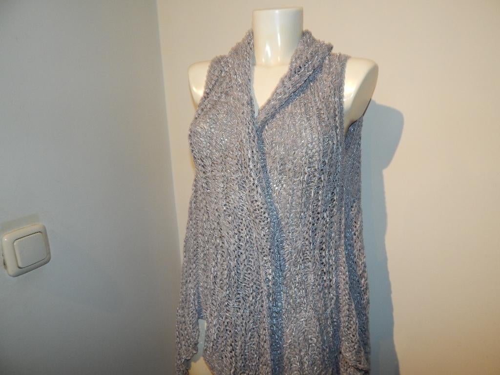 Sarah Pacini grof gebreid vest langer in punten hoogtes, Verzenden, Sarah Pacini, Maat 46/48 (XL) of groter, Zo goed als nieuw