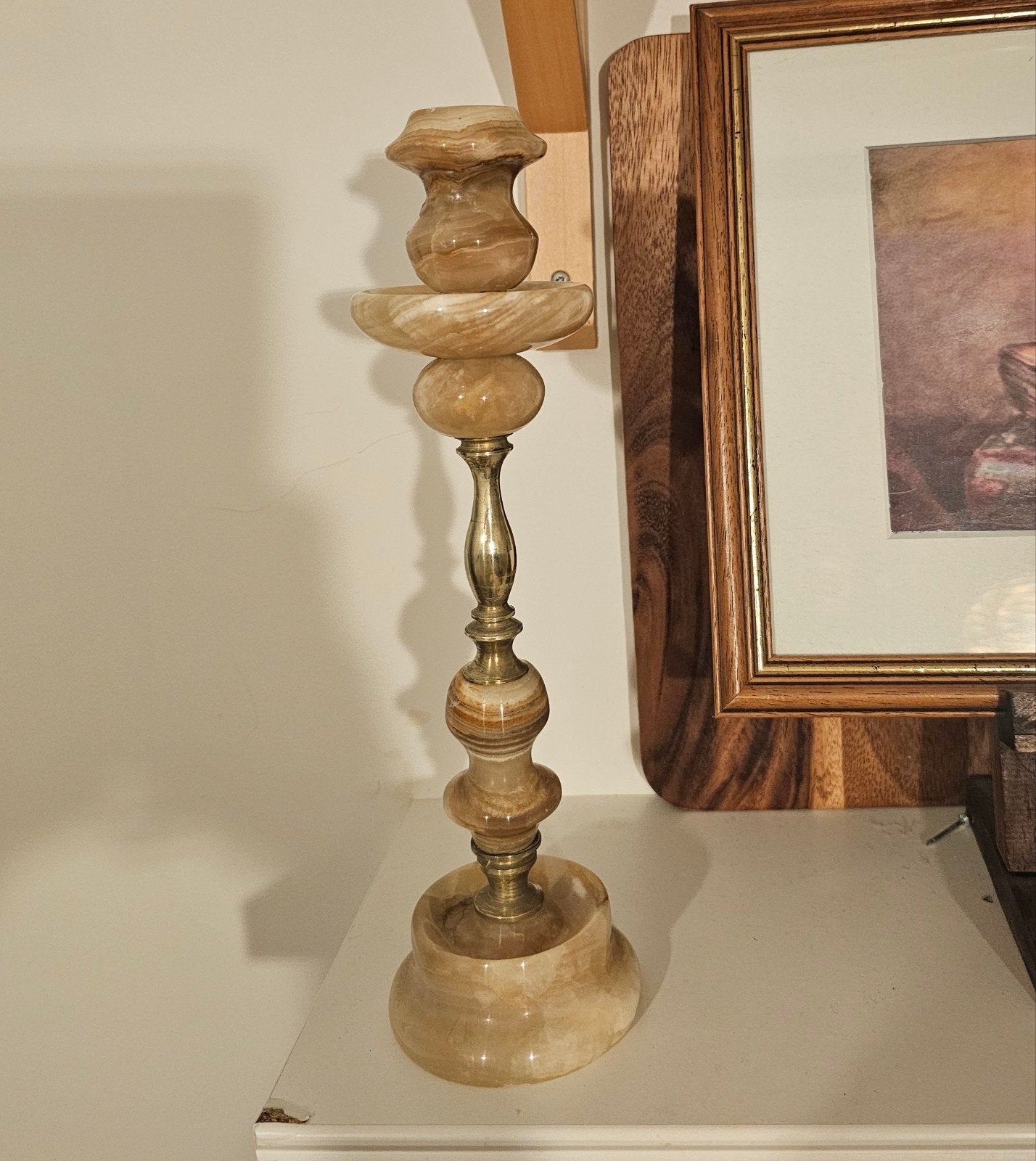 Prachtige messing en marmeren kandelaarshouder, Ophalen of Verzenden