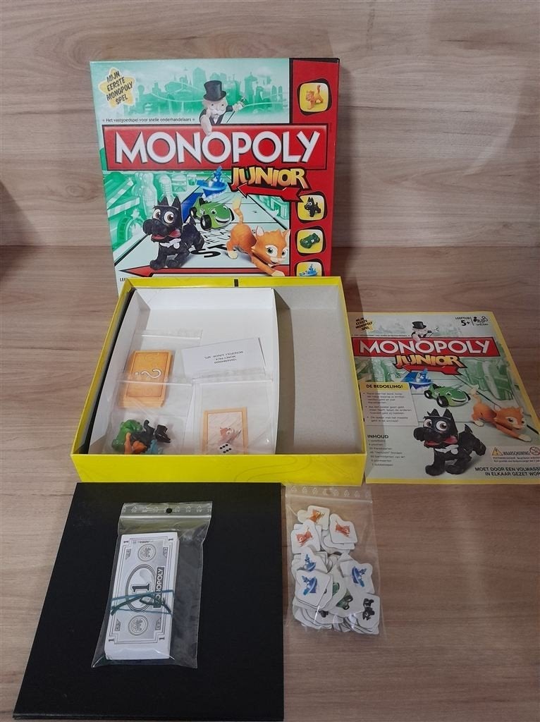 Monopoly junior - met kat en hondje - s4953, Verzenden, Zo goed als nieuw