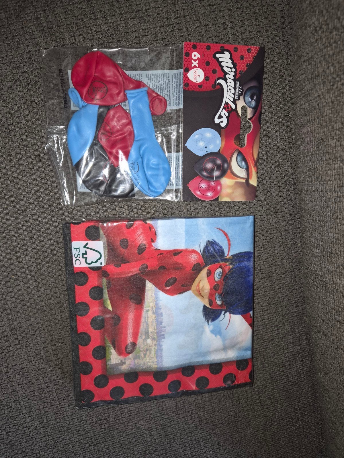 Miraculous ballonnen en servetten, Ophalen of Verzenden, Nieuw, Versiering, Verjaardag