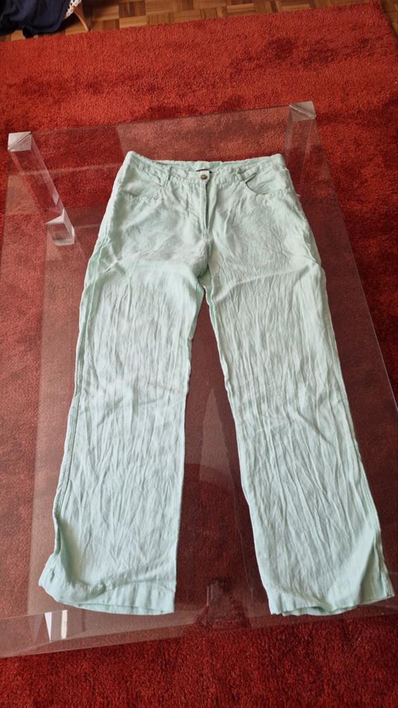 Linnen broek mintgroen, Ophalen of Verzenden, Zo goed als nieuw, Groen, Lang