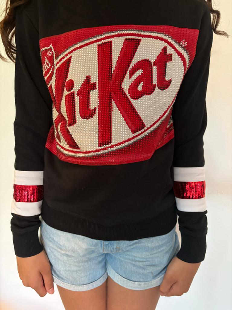 Leuke KitKat trui met pailletten, Meisje, Ophalen of Verzenden, Zo goed als nieuw, Trui of Vest
