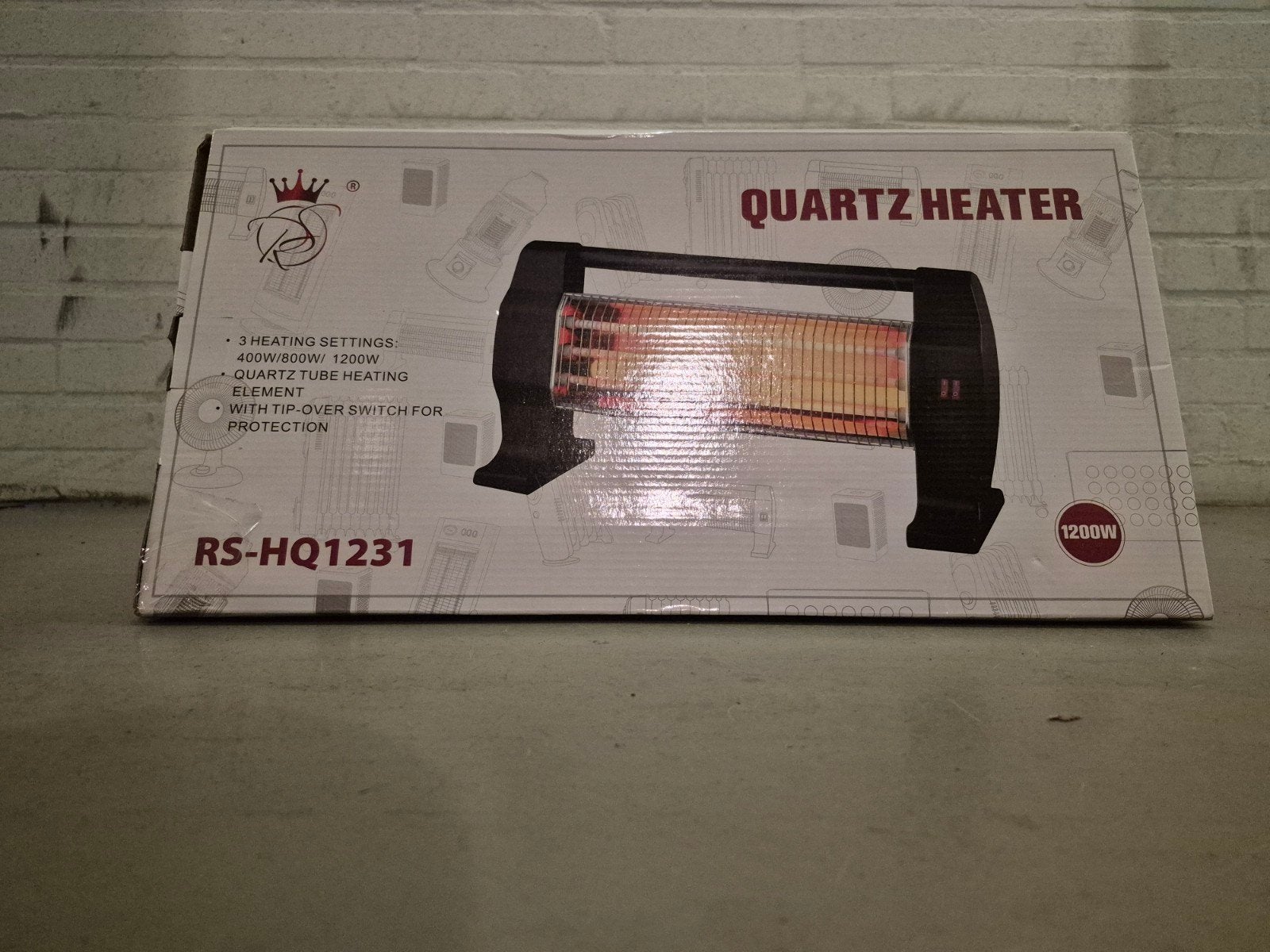 Quartz Heater RS-HQ1231 met 3 verwarmingsstanden, Ophalen, Minder dan 30 cm, Minder dan 60 cm, 800 watt of meer