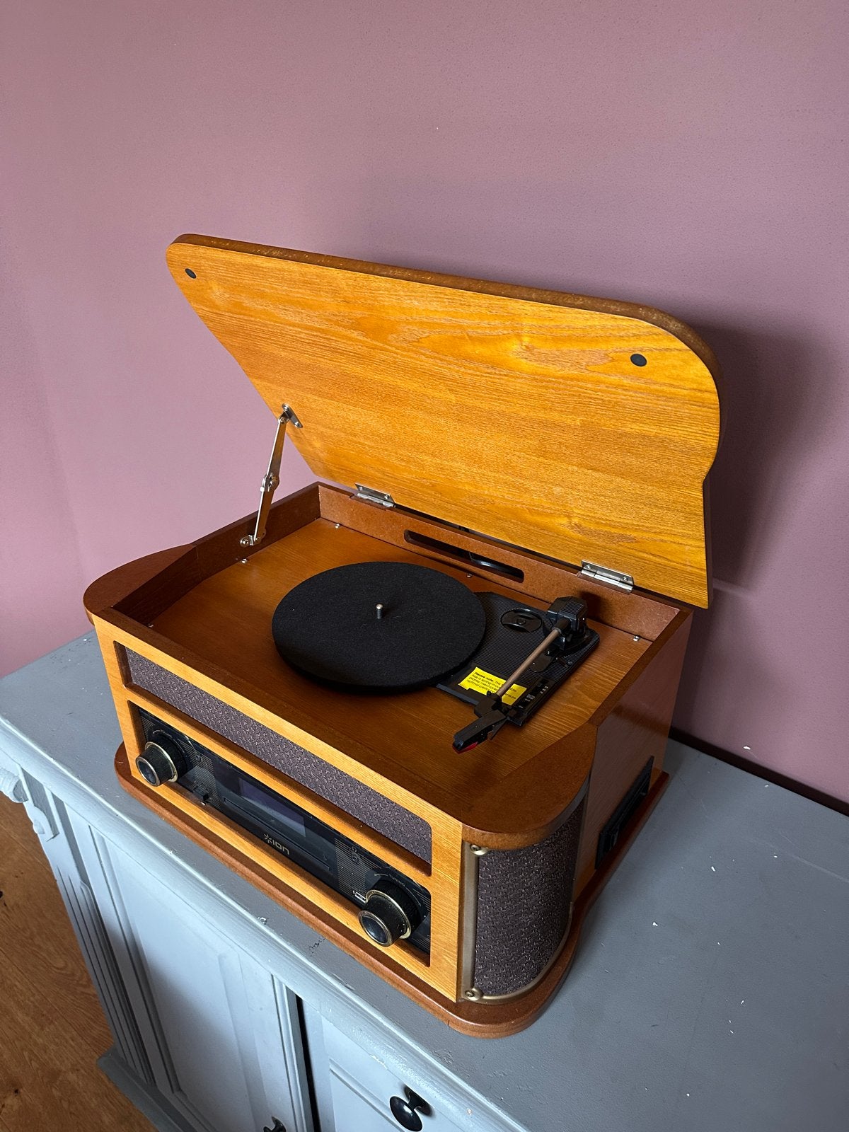 Vintage ION Platenspeler met Radio, CD-speler, Usb, Casette, Audio, Tv en Foto, Platenspelers, Ophalen, Zo goed als nieuw, Platenspeler