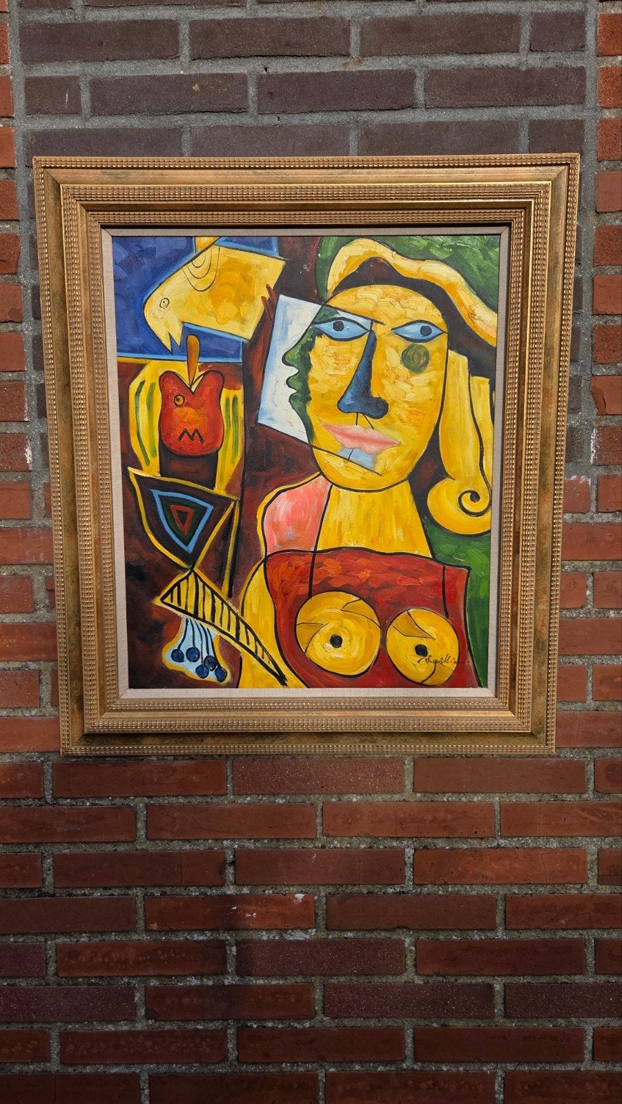 Prachtige abstract schilderij olie verf 78 x 68, Ophalen of Verzenden