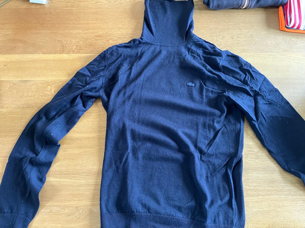 Lacoste wollen coltrui - Zwart - Maat M, Ophalen of Verzenden, Zo goed als nieuw, Maat 48/50 (M), Zwart