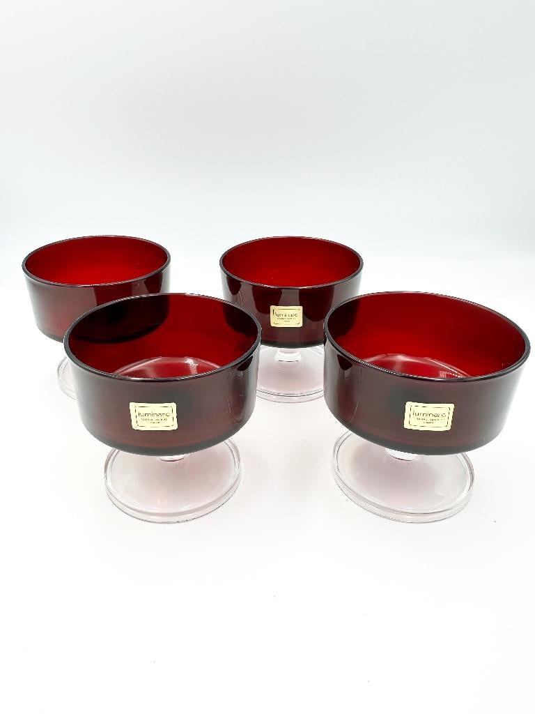Luminarc 4 x Coupéglas Jaren 70, Glas of Glazen, Ophalen of Verzenden, Overige stijlen, Glas