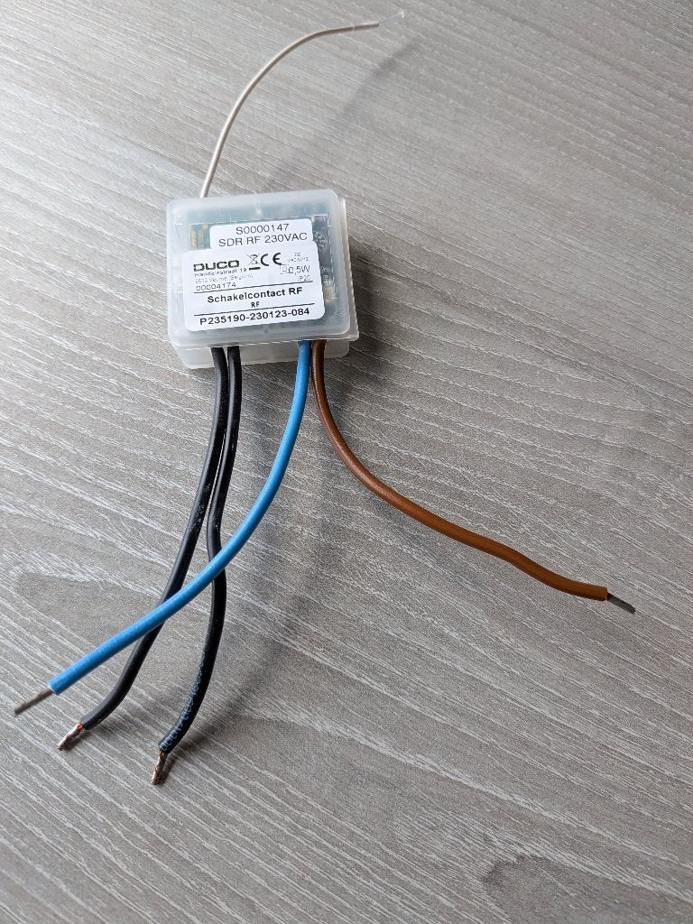 DUCO Schakelcontact RF/230 VAC ventilatie bediening repeater, Ophalen of Verzenden, Zo goed als nieuw, Ventilator en Afzuiger