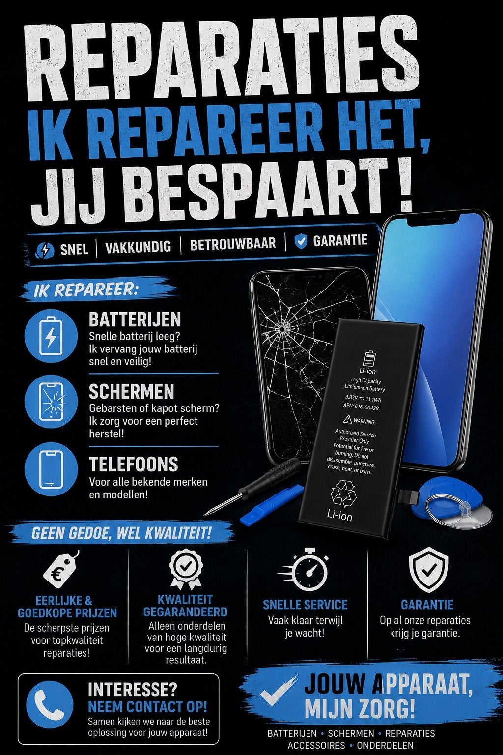 iphone reparaties, Ophalen of Verzenden