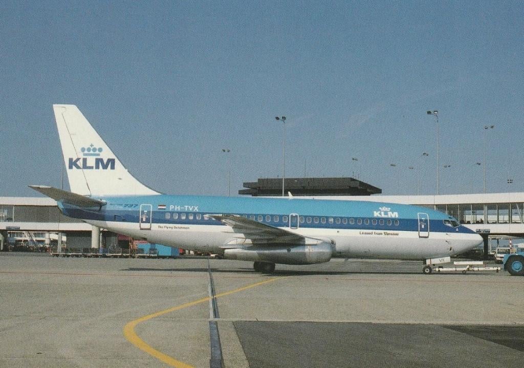 KLM Boeing 737-200 PH-TVX ansichtkaart, Ophalen of Verzenden, Nieuw, Kaart, Foto of Prent
