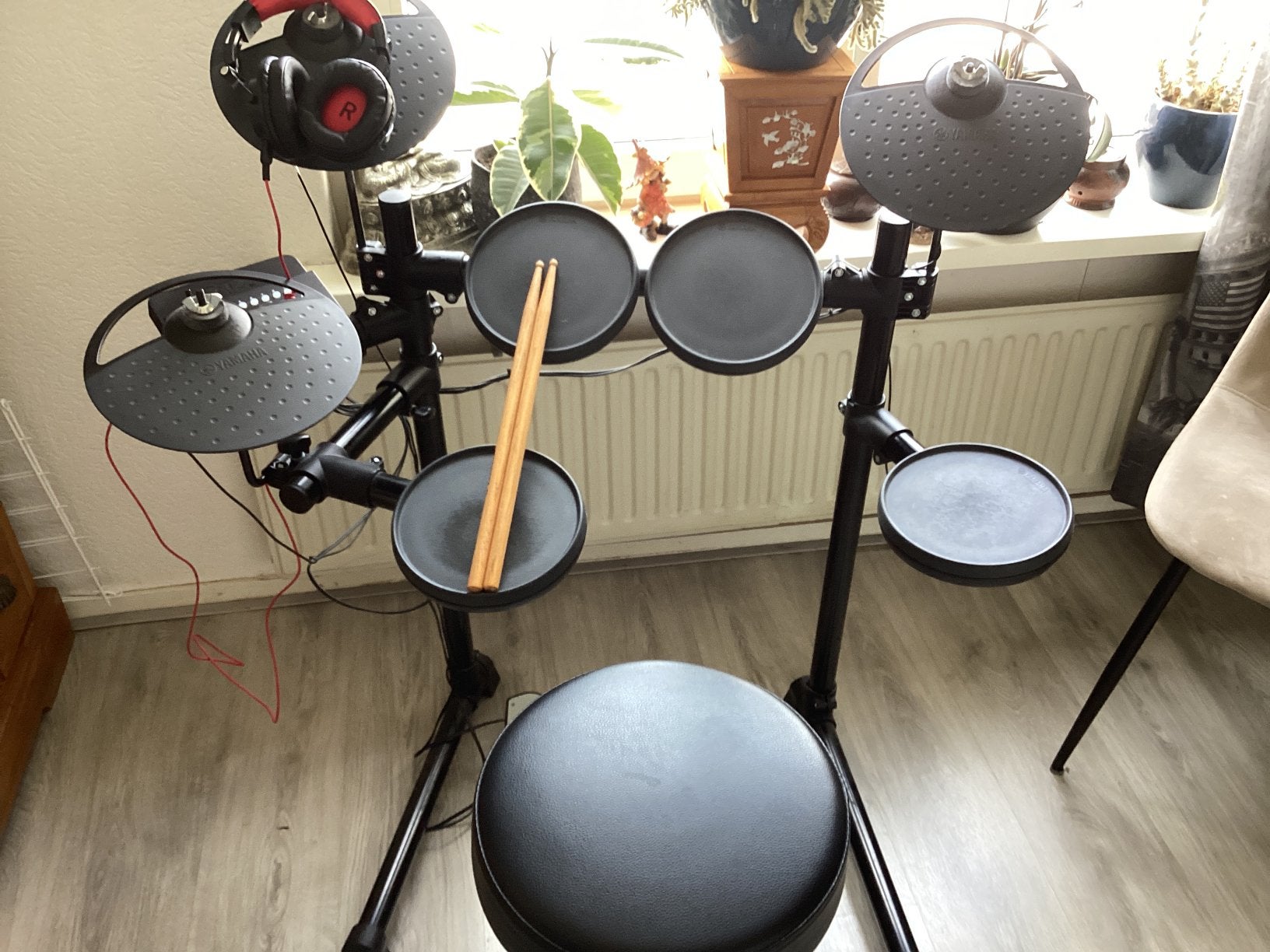 Yamaha Elektronisch Drumstel met Kruk en Stokken, Muziek en Instrumenten, Ophalen, Zo goed als nieuw, Yamaha, Elektronisch
