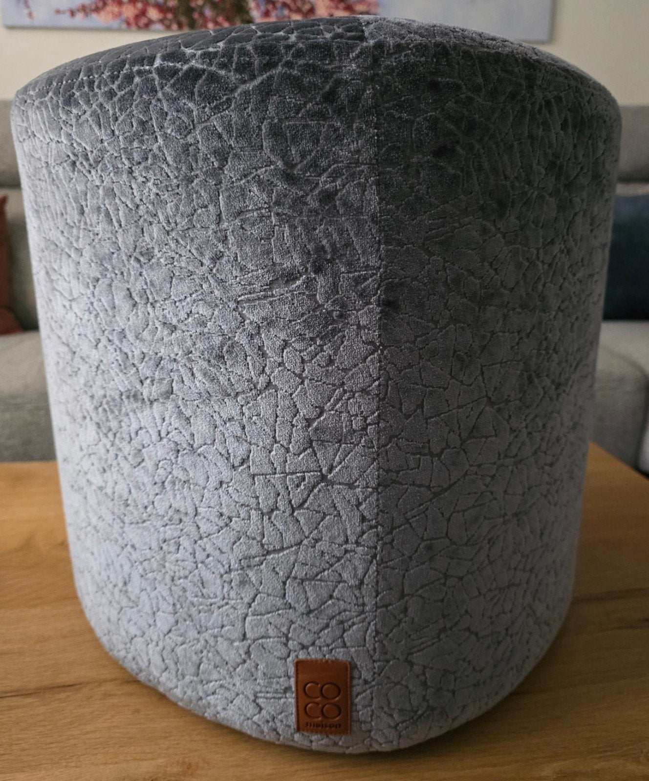 Grijze poef van Coco Maison, zo goed als nieuw, Ophalen, 50 tot 75 cm, Zo goed als nieuw, 50 tot 75 cm