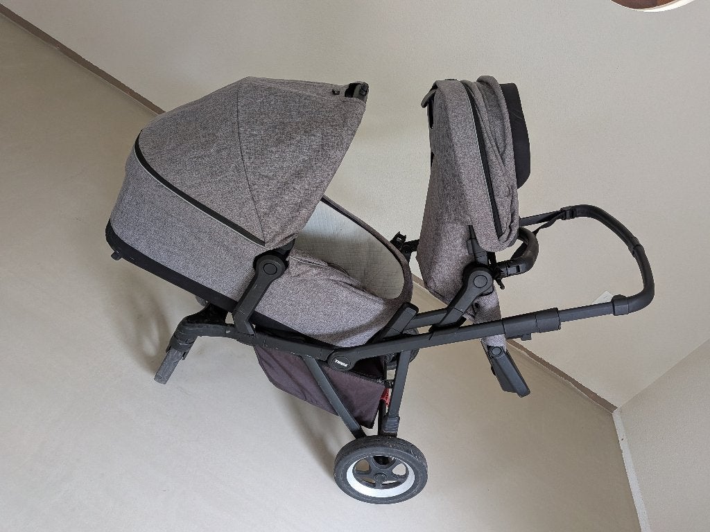 Zeer complete Thule duo kinderwagen  + maxi cosi en isofix, Ophalen, Gebruikt, Duowagen, Combiwagen