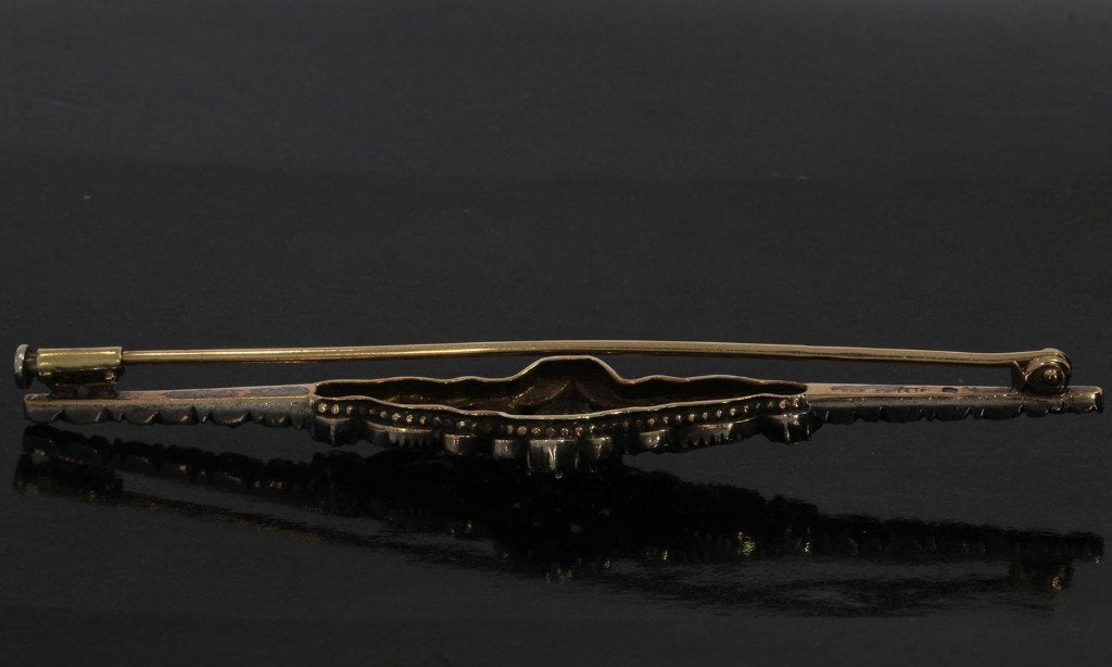 Diamant antieke 14k gouden broche victoriaans zilver dames, Ophalen of Verzenden, Goud, Broche, Met edelsteen