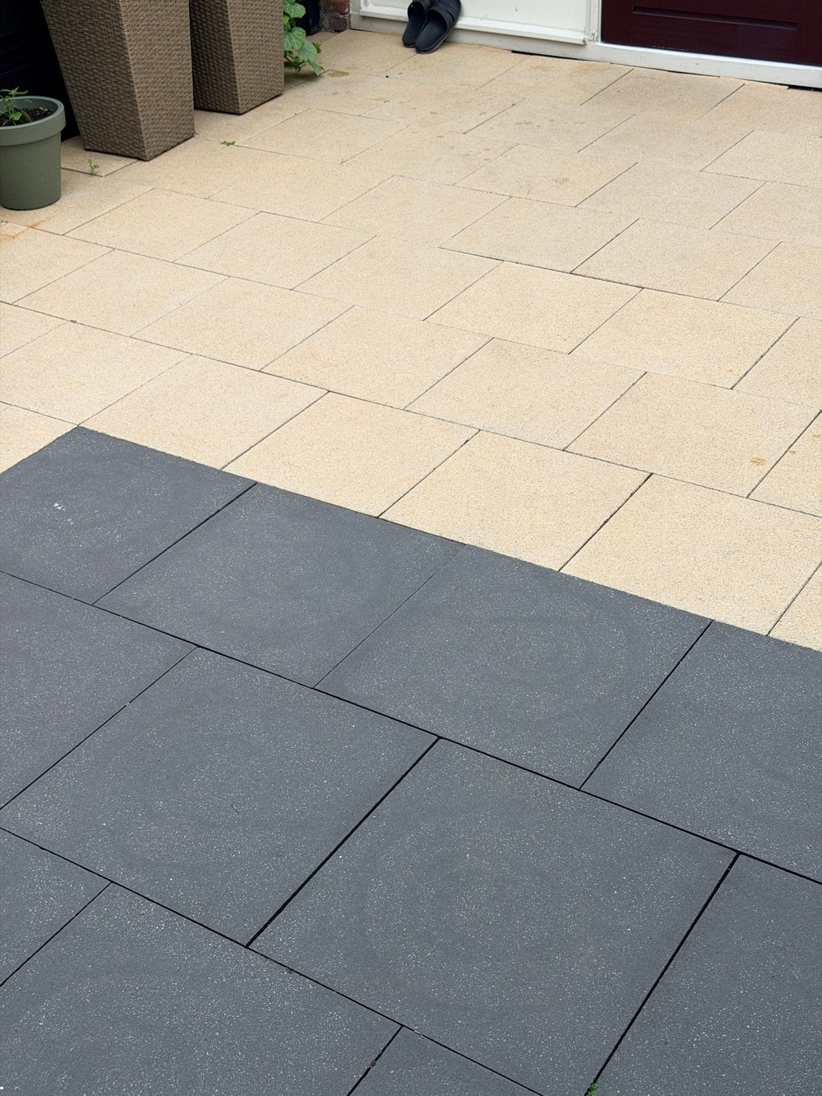 Gele en zwarte tuintegels (44m2) diverse afmetingen, Ophalen, Overige materialen, Gebruikt, 10 m² of meer