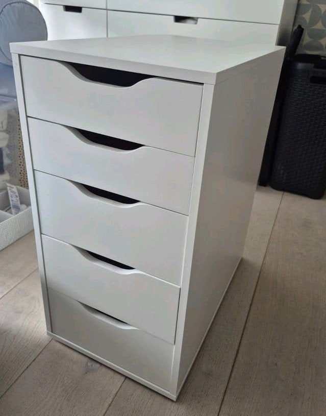 IKEA Alex ladeblok met 5 lades - Wit, Ophalen, Overige materialen, Minder dan 50 cm, Gebruikt